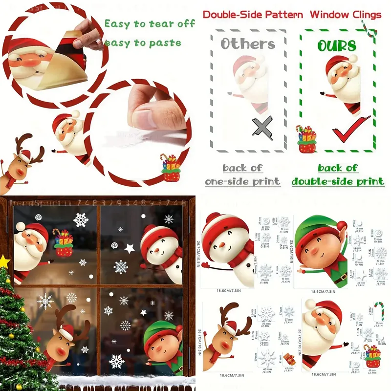 Snowflake Window Decal - 82 stuks Kerst Raamstickers Kerstman Rendier