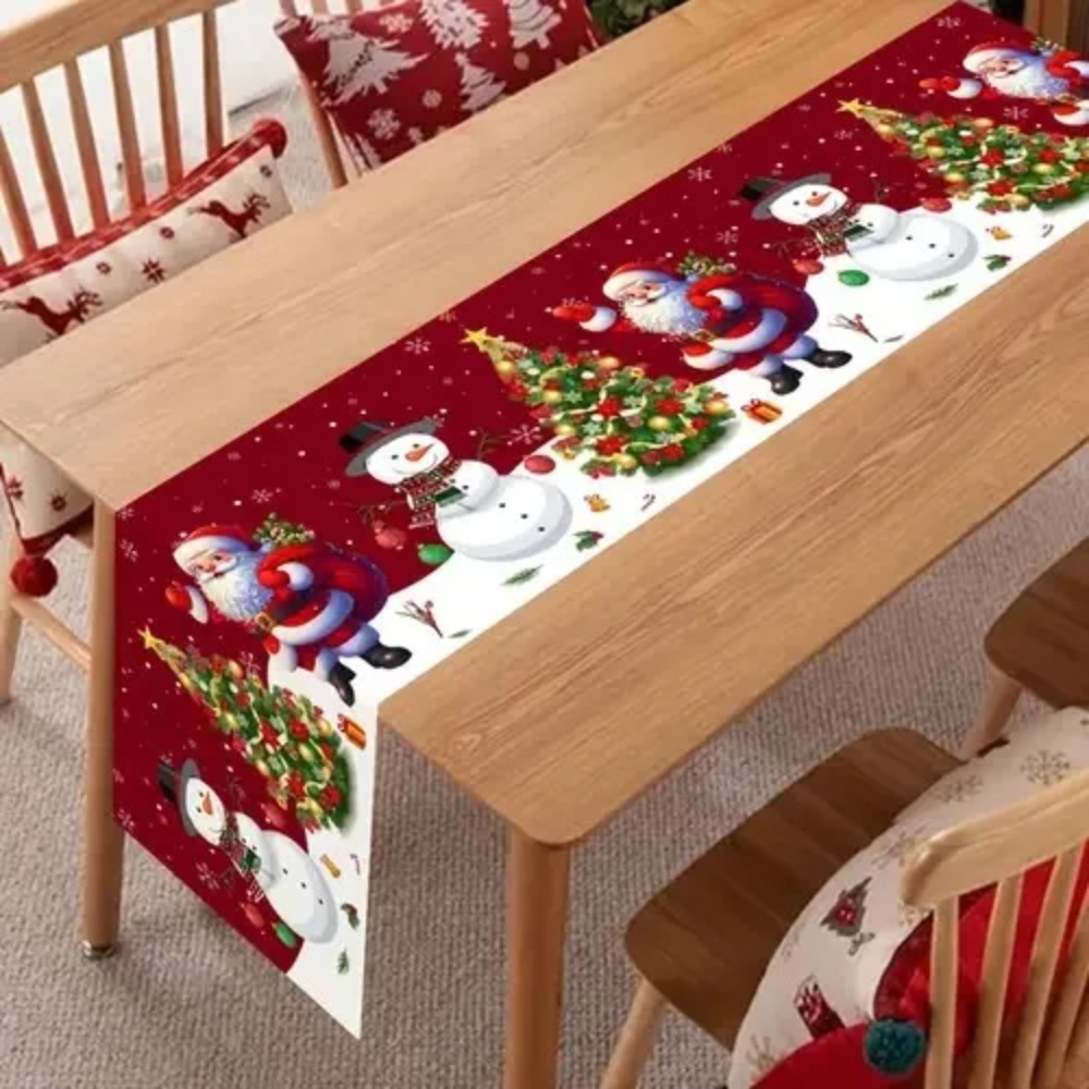 Christmas Table Runner - Kersttafelkleed met Kerstman, Kerstdecoraties voor thuis