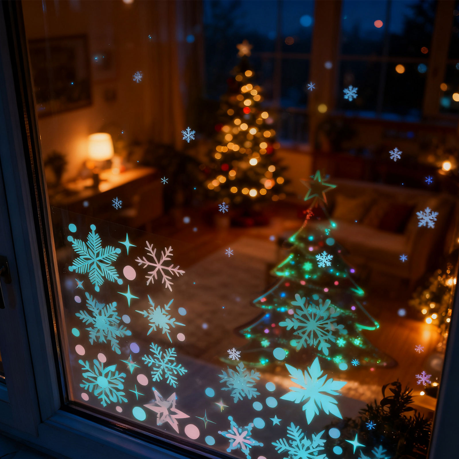 Snowflake Window Decal - 3 vellen sneeuwvlok kerst raamstickers PVC