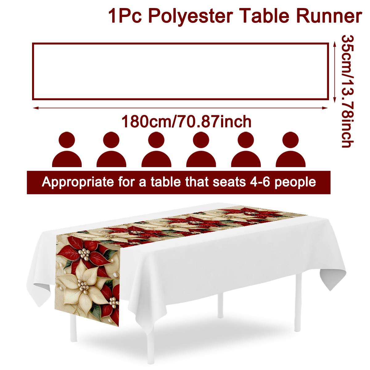180*35cm Bloemige Kersttafello - Christmas Table Runner recensie en prijs