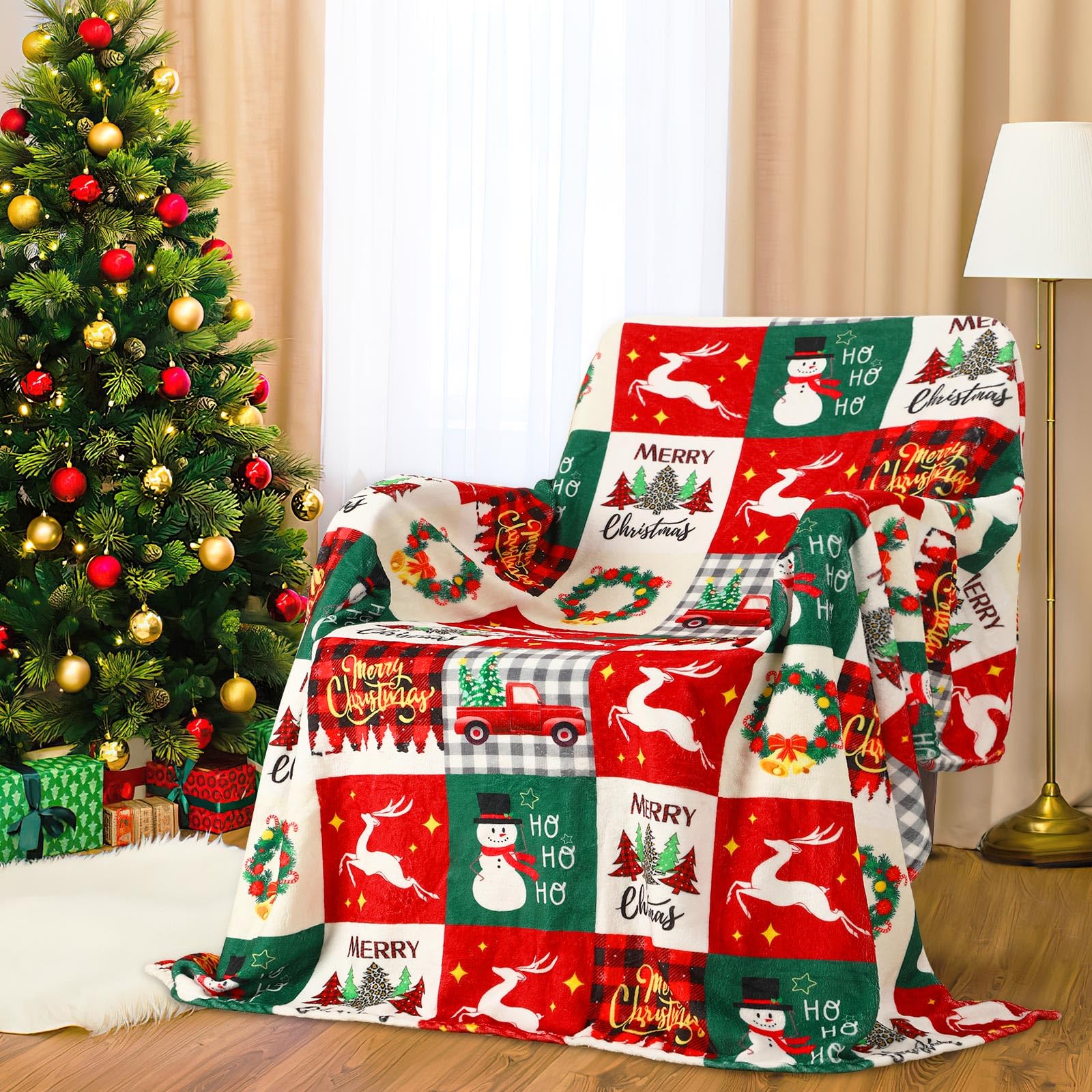 Kerst Rood Groen Geruit Sneeuw - Christmas Throw Blanket recensie en prijs
