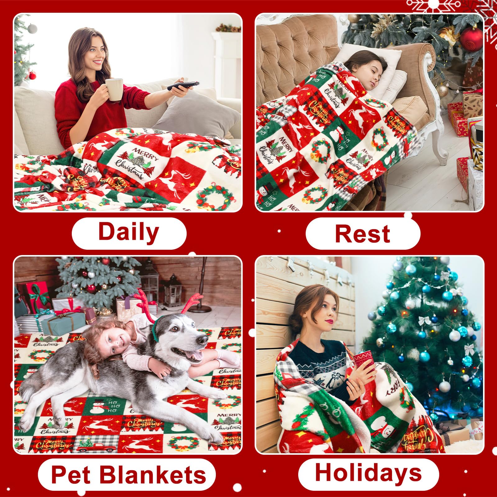Kerst Rood Groen Geruit Sneeuw - Christmas Throw Blanket recensie en prijs