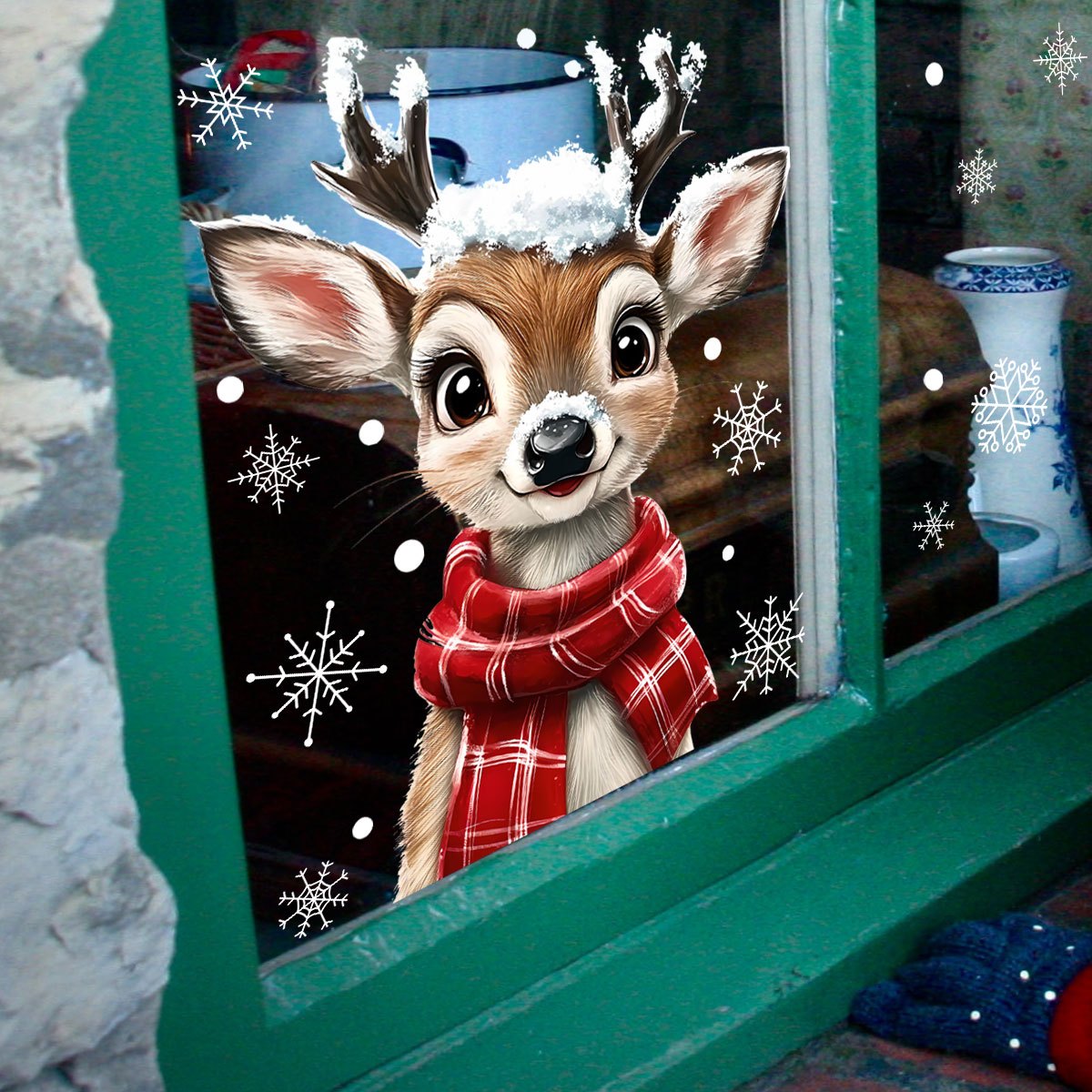 1pc Kerst Sjaal Sneeuwvlok Ren - Snowflake Window Decal recensie en prijs