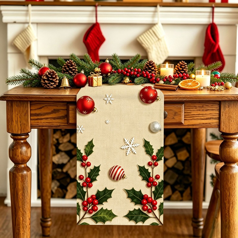 5 stuks Kerstkrans Bedrukte Ta - Christmas Table Runner recensie en prijs